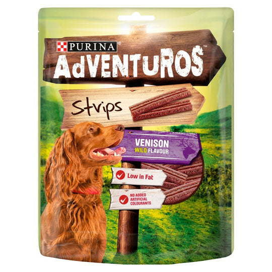 Adventuros Strips Dog Treat Venison Flavour, 90g (Case of 6)