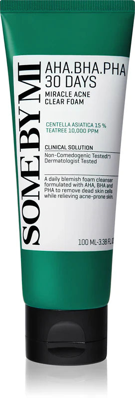 Some By Mi AHA∙BHA∙PHA 30 Days Miracle Acne Clear Foam for Problem Skin, Acne