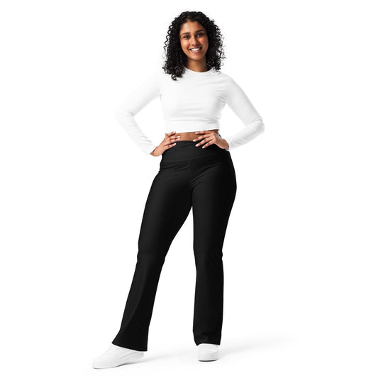 iSAW Womens Black Flare Leggings - Comfort Fit
