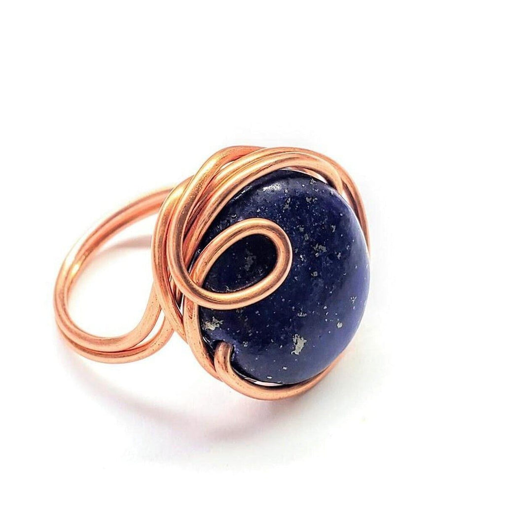 Wire Wrapped Lapis Lazuli Copperplaet ring - ring with earth  Ring - Ring - Alexa Martha Designs   