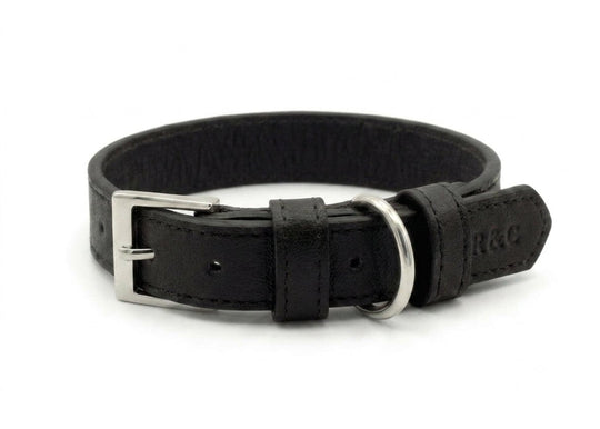 Black Leather Dog Collar