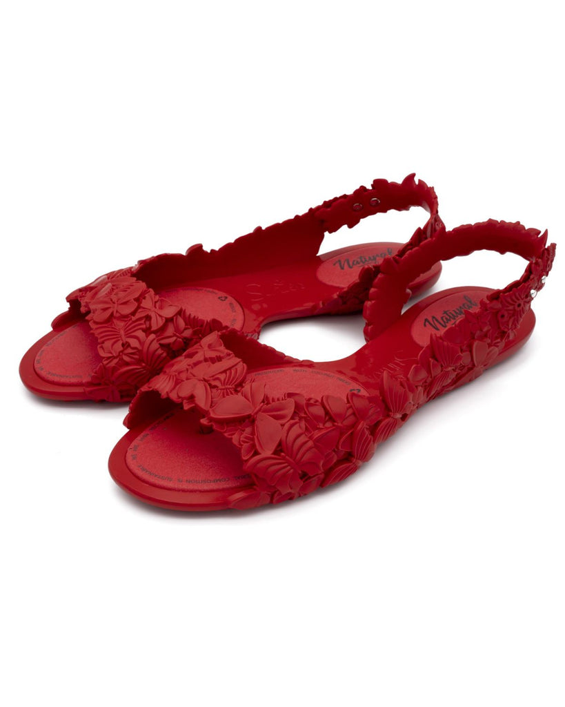 red butterfly shoes - shoes with butterflies - red flats - red shoes with textured sole