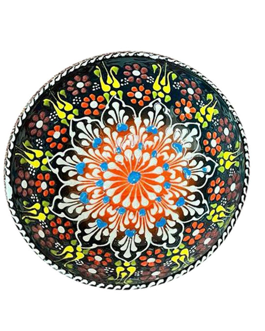 Handmade Ceramic Bowl Mexican Brown&Orange 12cm