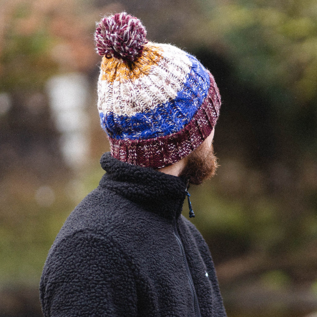 Chunky Knit Beanie - Brown / Blue - dewerstone - Beanie -