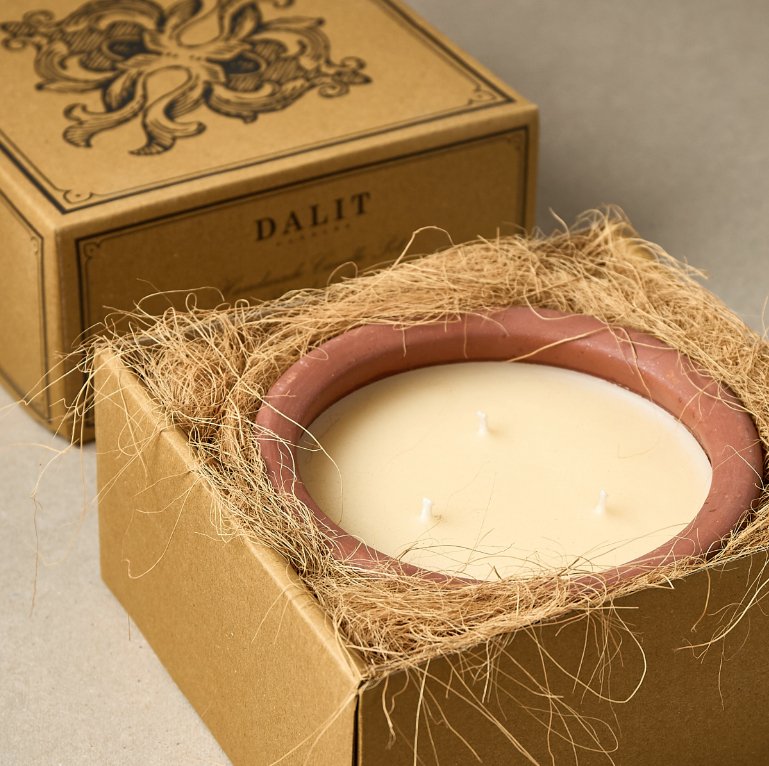 Coconut Scented 3 - Wick Terracotta Dalit Candle - Kati Kaia
