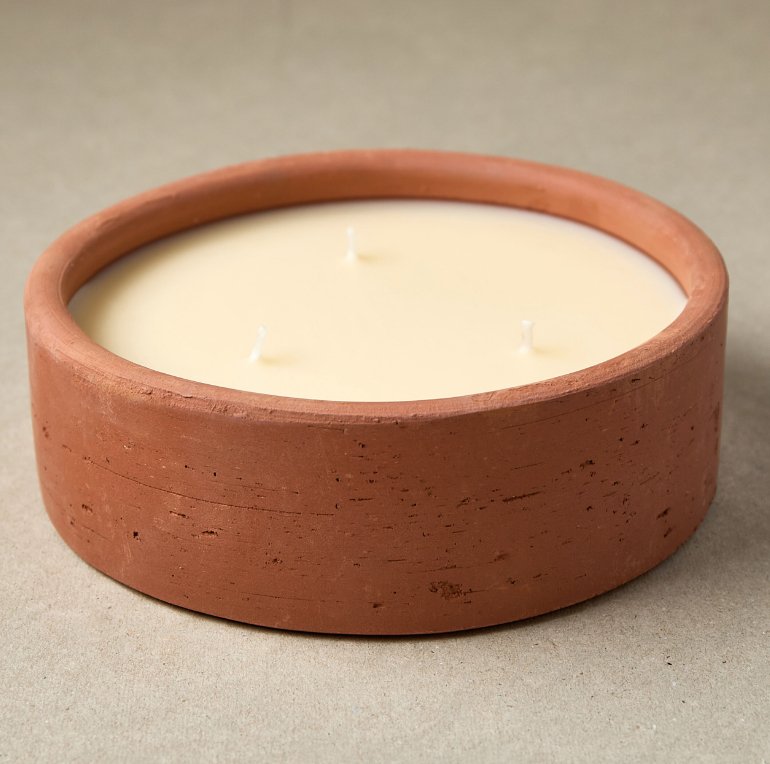 Coconut Scented 3 - Wick Terracotta Dalit Candle - Kati Kaia
