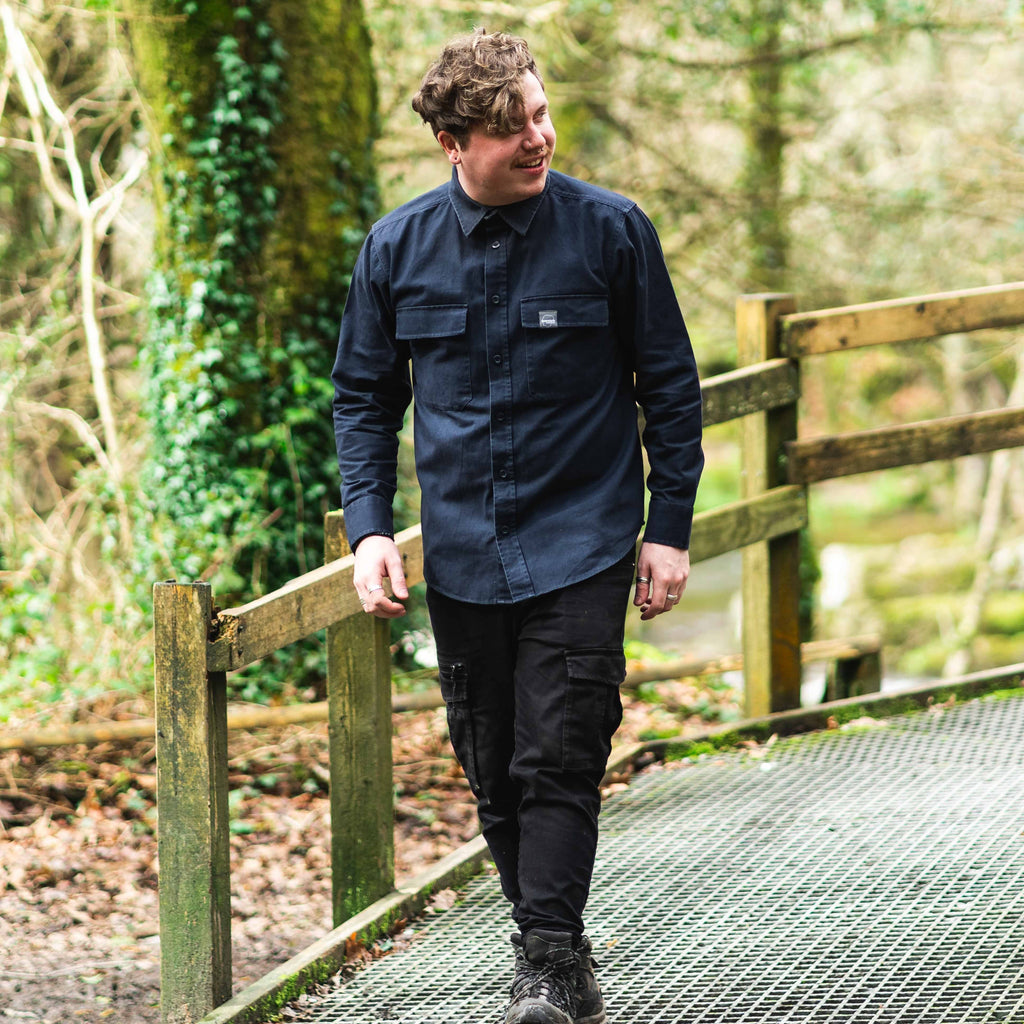 Cotton Overshirt - Navy - dewerstone - XS