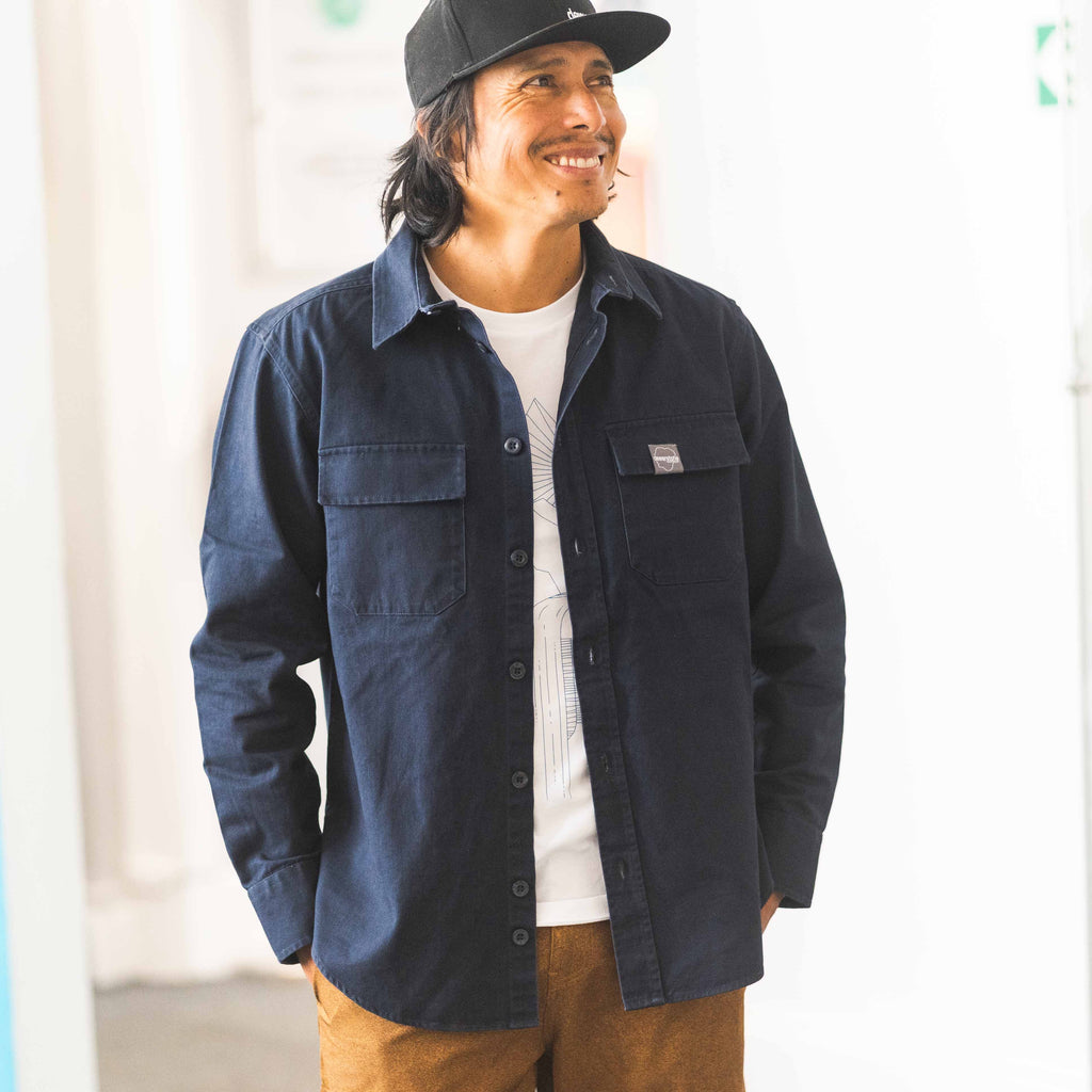 Cotton Overshirt - Navy - dewerstone - XS