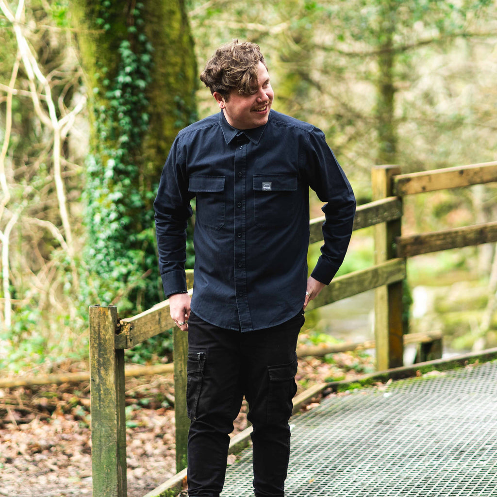 Cotton Overshirt - Navy - dewerstone - XS