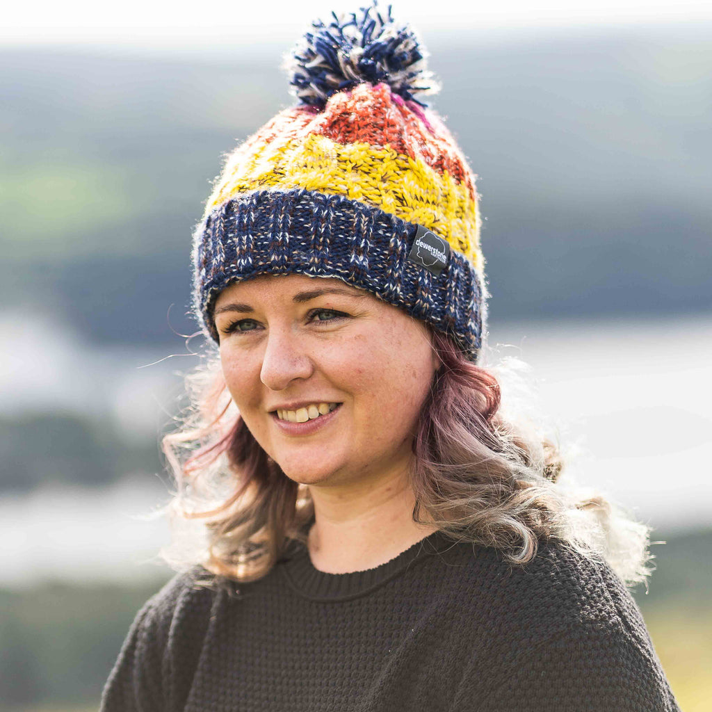 dewerstone Beanies Chunky Knit Beanie - Navy / Yellow