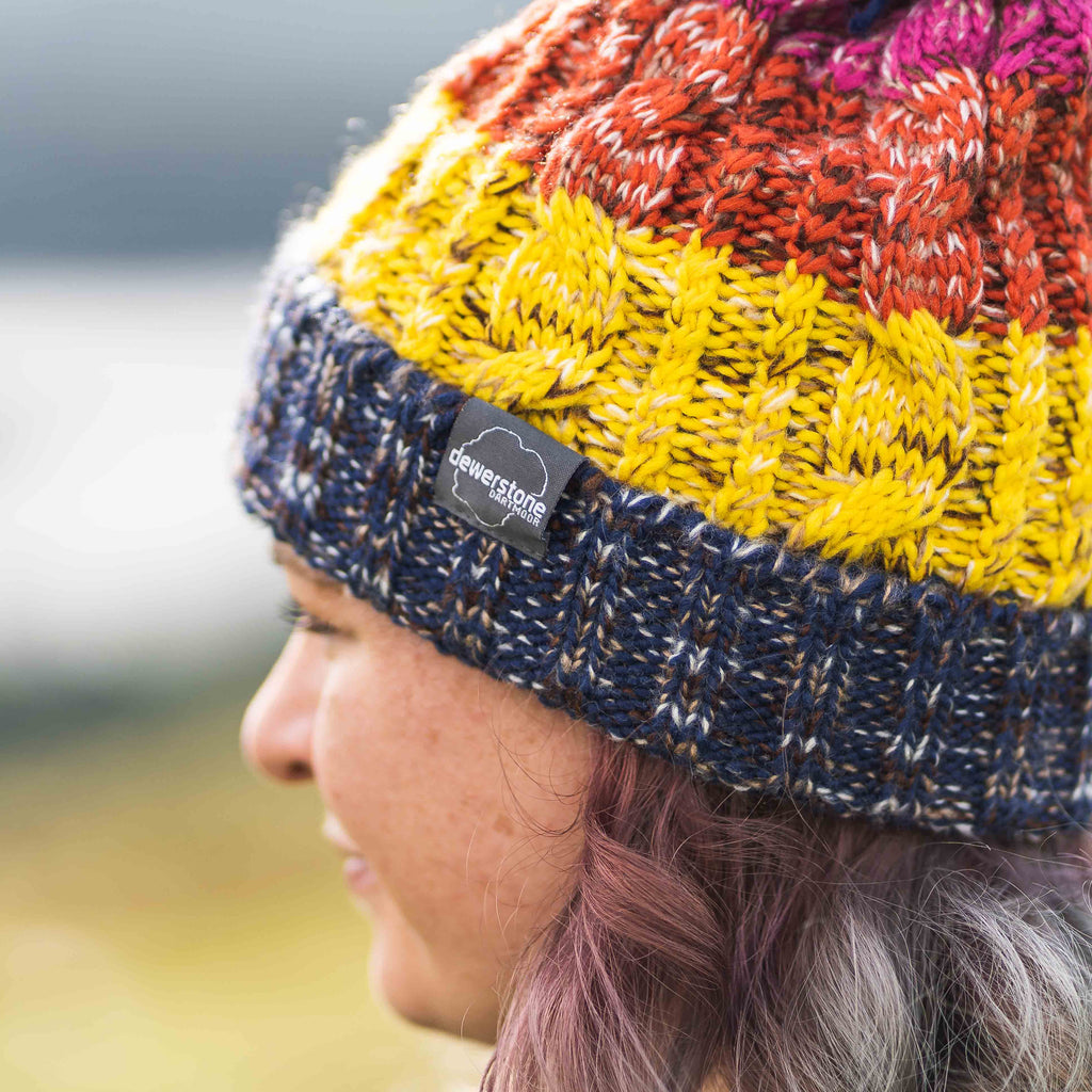 dewerstone Beanies Chunky Knit Beanie - Navy / Yellow