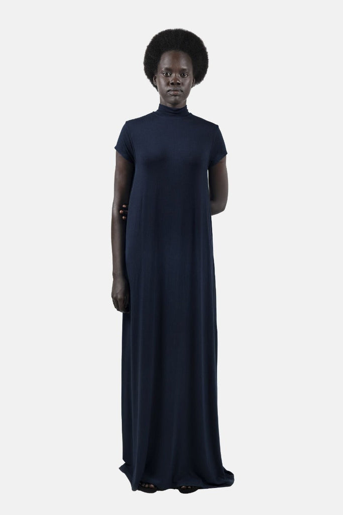 navy floor long dress