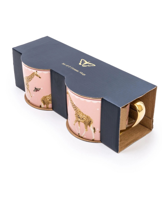 Gift Set of 2 Pink Giraffe Mugs
