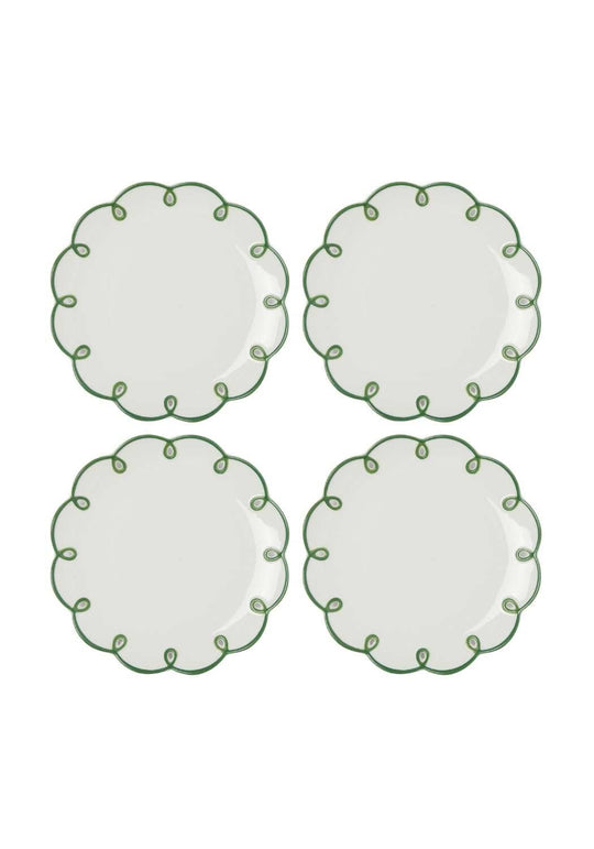 Glorious Green Scalloped Side Plates - Set of 4