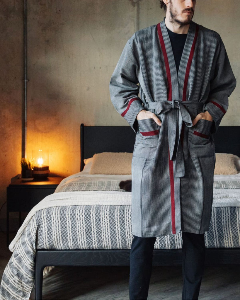 Grey Robe for men - Lounge Gown - Charcoal - Lounge Gowns