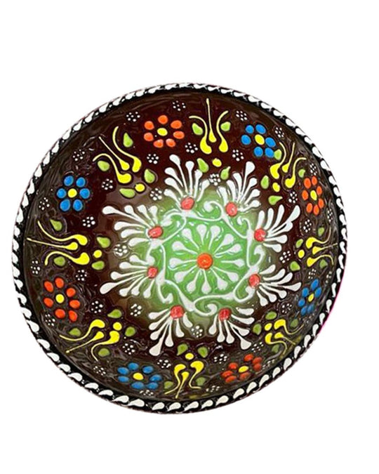 Handmade Ceramic Bowl Mexican Brown&Green 12cm
