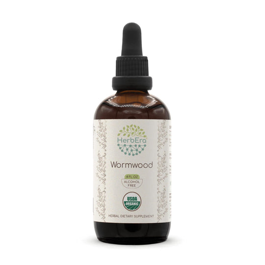 HerbEra Wormwood B120 USDA Organic Tincture - Alcohol-Free, High-Potency Herbal Drops (4 oz)