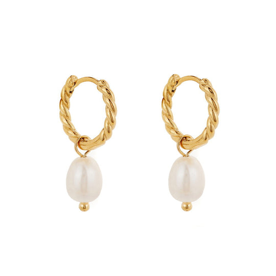 Gold Rope and Pearl Hoops