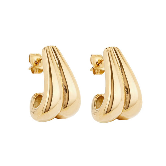 Retro Waterfall Gold Hoops