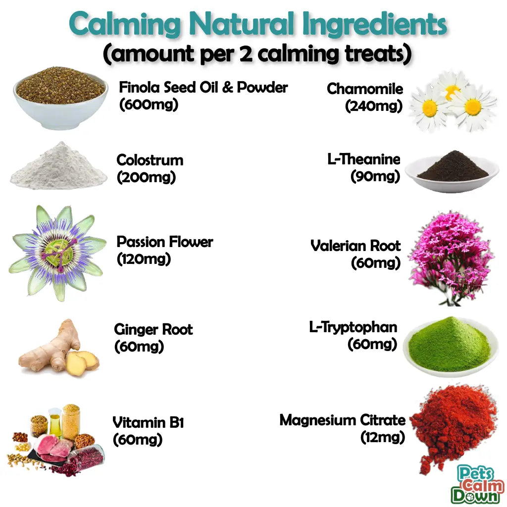 supplements for dogs - Calming dog treats and supplements for barking, stress, anxiety (natural herbal). Calm your dog down with natural herbal ingredients! No GMOs, chemicals, wheat, corn, soy.