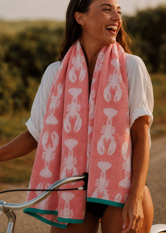 Lobsters Organic Cotton Towels (Pink)
