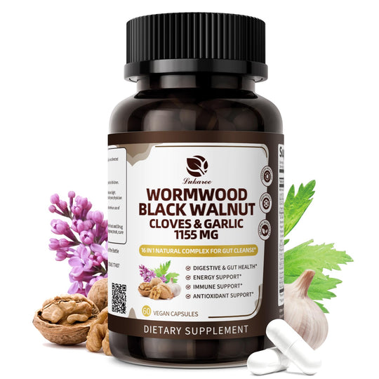 Lukaree 16-in-1 Wormwood & Black Walnut Capsules | Liposomal 98% Absorption