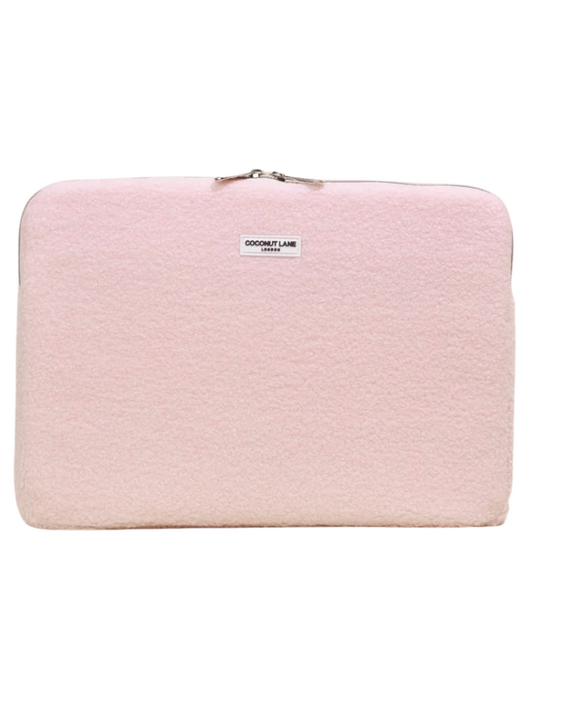 Unique gift for her - pink laptop case cover -fluffy teddy bear laptop sleeve