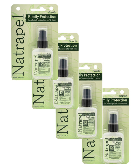 Natrapel Tick & Insect Repellent - 20% Picaridin, 12-Hour Protection, 1 oz (4 Pack)