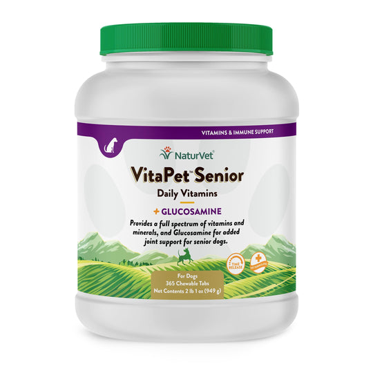NaturVet VitaPet Senior Daily Vitamins for Dogs with Glucosamine – Joint Support & Full Spectrum Nutrition