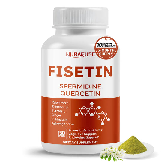 Nurafuse Fisetin 10-in-1 Formula – Spermidine, Quercetin, Resveratrol, Elderberry, Turmeric | Non-GMO, Gluten-Free, Soy-Free