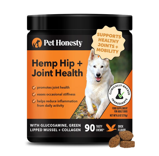 Pet Honesty Hemp Hip & Joint Dog Supplement – Mobility Support (Duck Flavor)