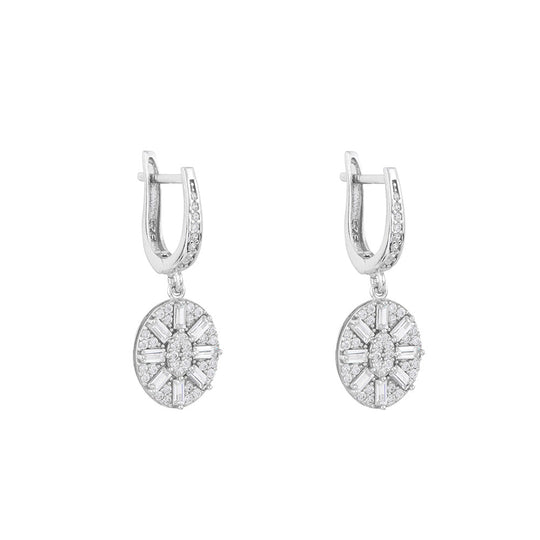 Uptown Oval Drop Earrings: Silver