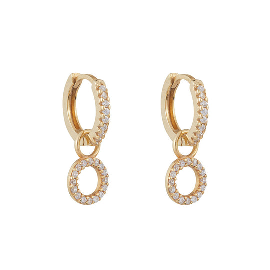 Circle Drop Hoop Earrings: Gold