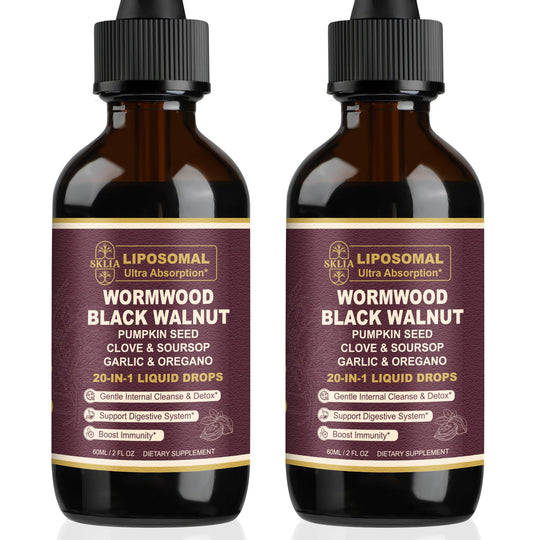 SKLIA 20-in-1 Liposomal Wormwood Cleanse Drops – Rapid Gut Cleanse & Digestive Support (2P)