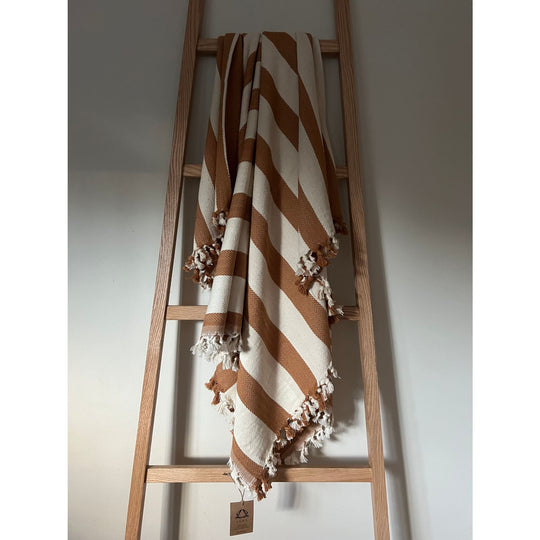 Tan Stripe Cotton Throw