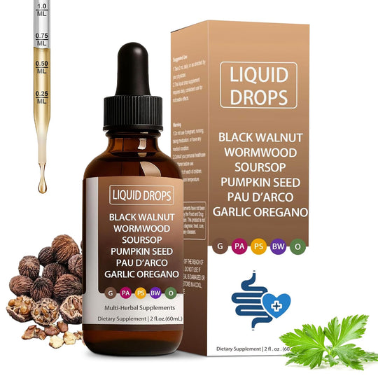 Uxfecpux Wormwood Tincture – Organic Wormwood Drops with Black Walnut, Clove, Soursop, Pumpkin Seed, Pau D'arco, Garlic & Oregano