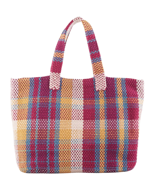 Pink Check Shopping Tote Bag
