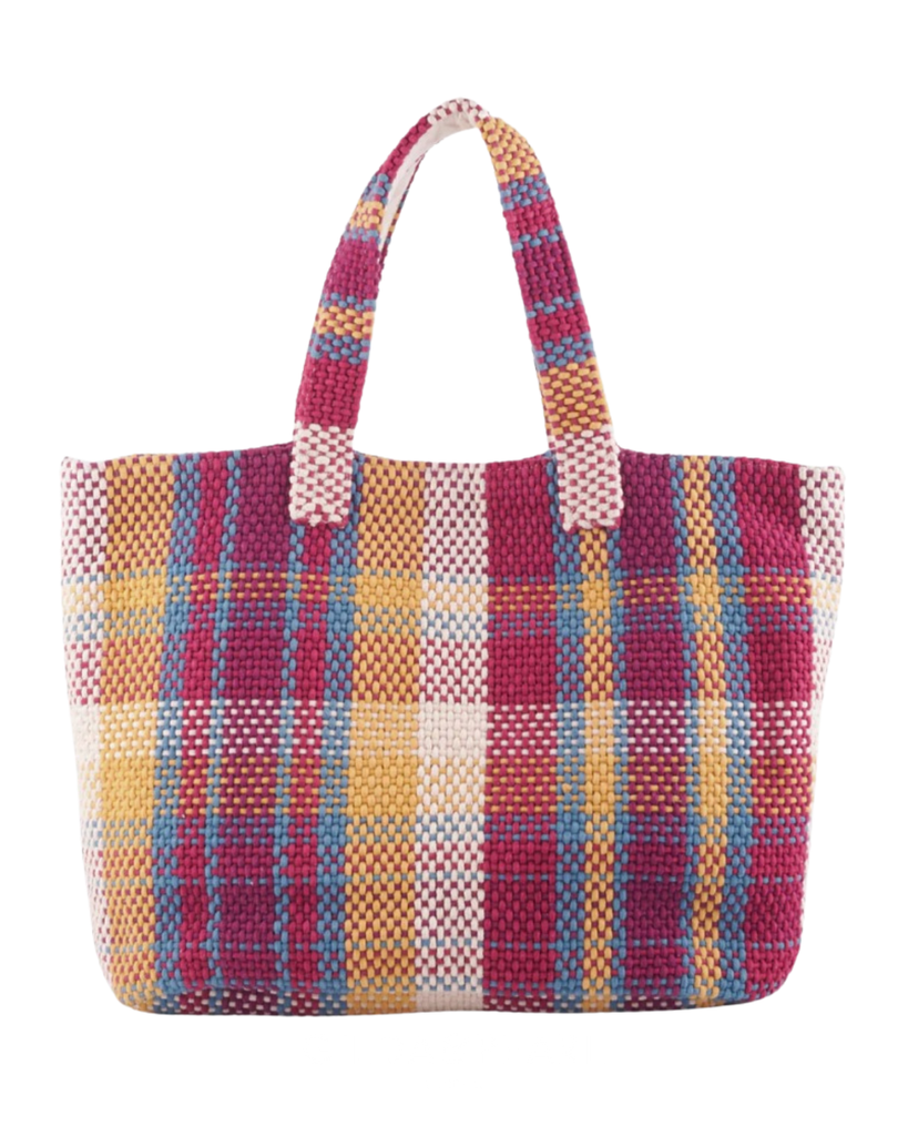 large pink shopping tote bag - pink check vegan handbag - best vegan handbags uk
