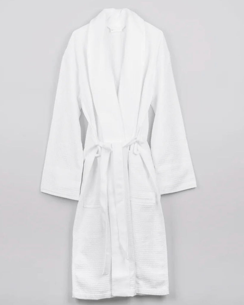 spa waffle bath robe white