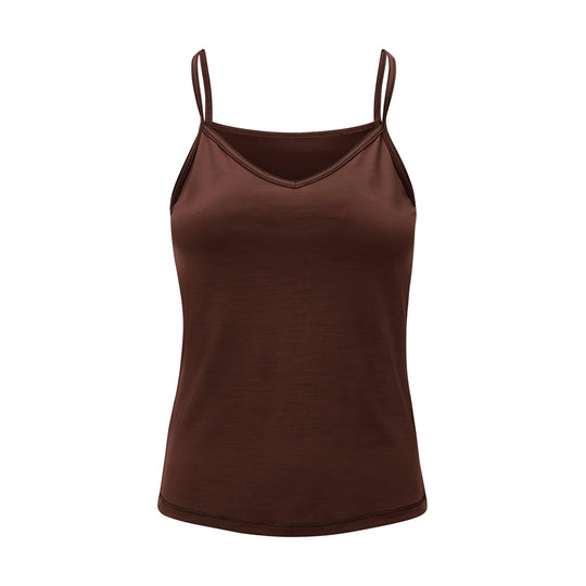 Womens Merino Cami, Chocolate Brown