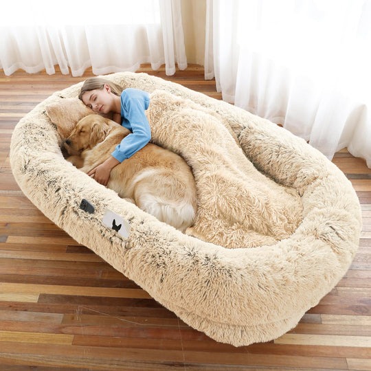 WROS Human Dog Bed 71in x 45in x 12in: Plush Faux Fur Napping Bed for People & Pets