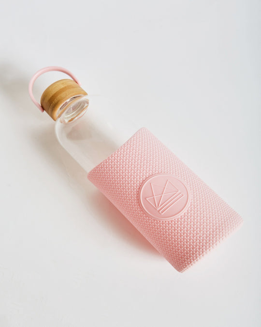 Pink Glass Water Bottle 550ml