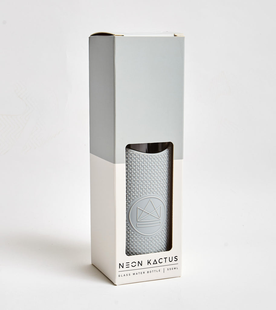 Zero Waste Glass Water Bottle Grey from Neon Kaktus