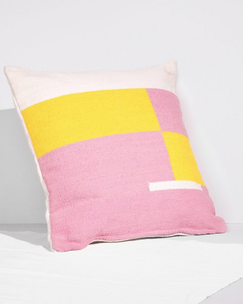 Pink and Yellow Cushion contemporary designed in 100% cotton perfect living room accessory 