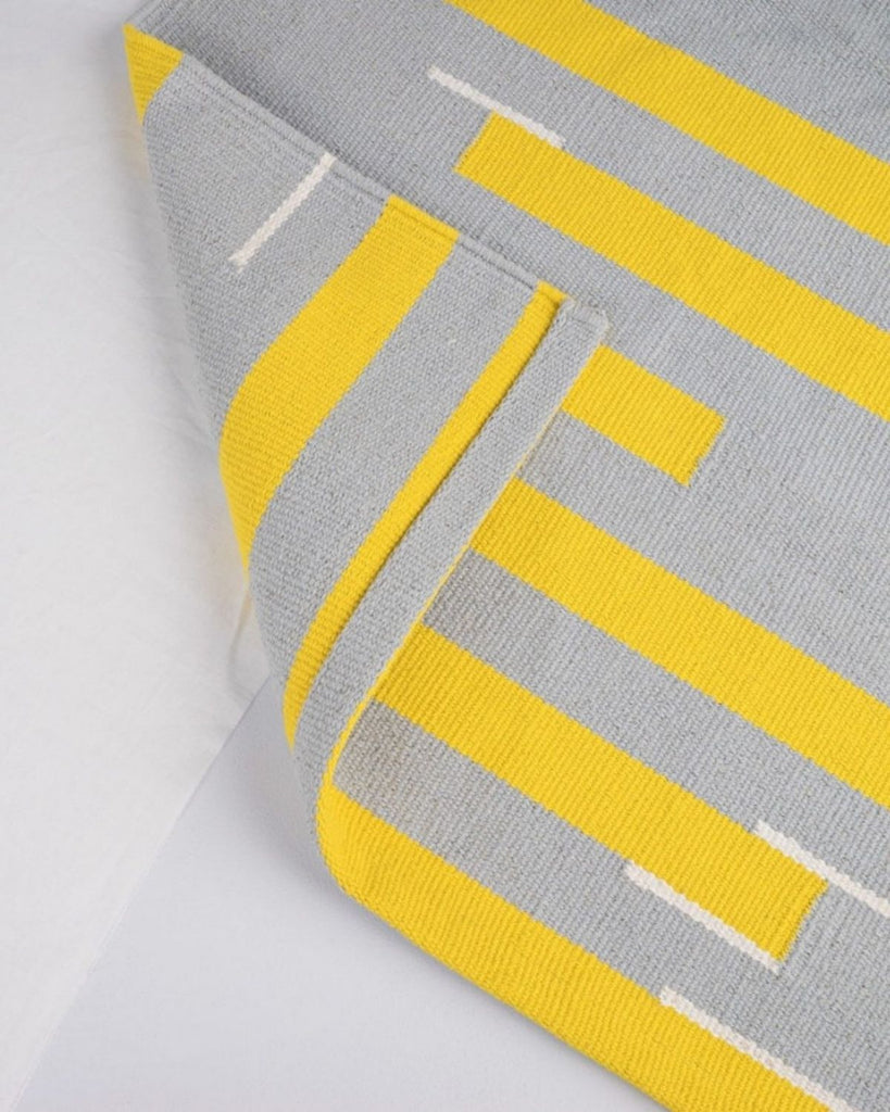 Grey and yellow stripe rug TIIPOI