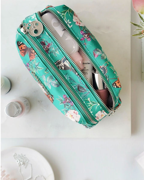 Vegan leather beauty essentials bag - best gifts for vegans - unique zero waste bathroom essentials 
