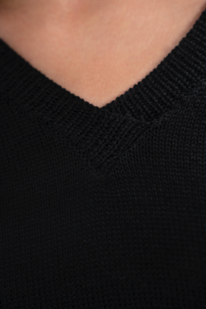 black wool v neck sweater 
