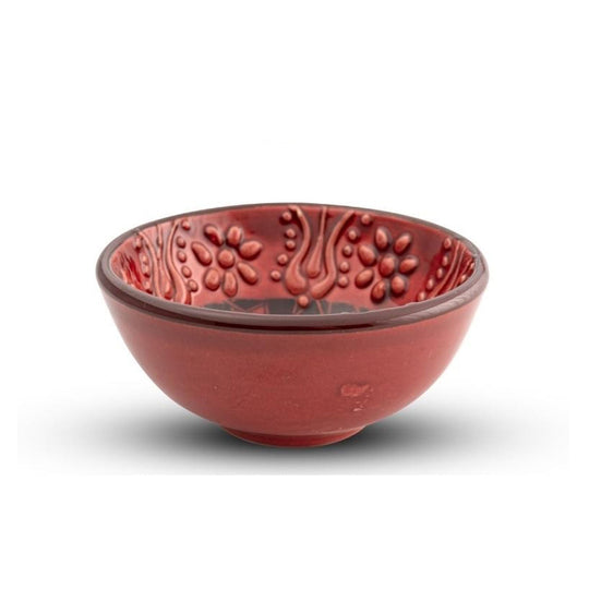 Handmade Ceramic Bowl Multicolour Red 8cm