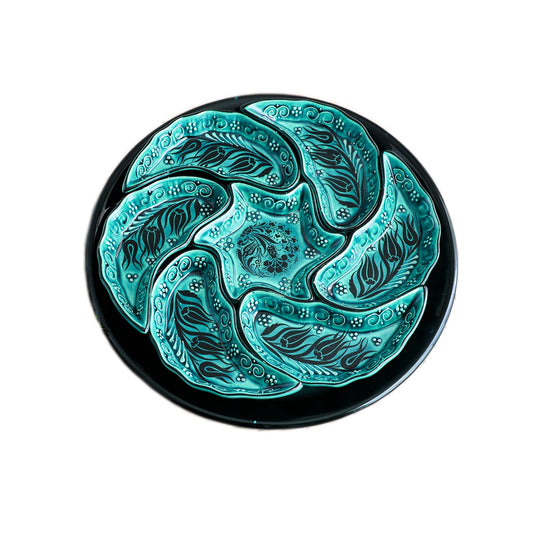 Handmade Ceramic Bowls Set of 1+7 Windmill Green 33cm