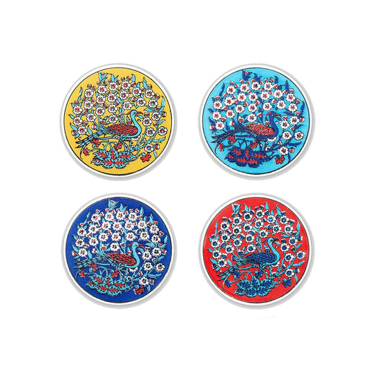 Ceramic Coasters Set of 4 Peacock 10cm